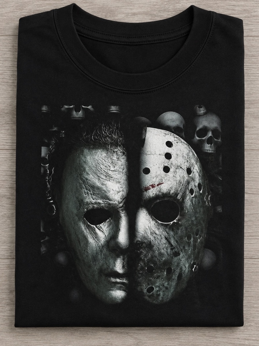Black Graphic Horror Mask Men's T-Shirt